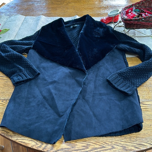 Melissa Paige black open front drape style cardigan.  Sweater back. Size XLP - Picture 1 of 10